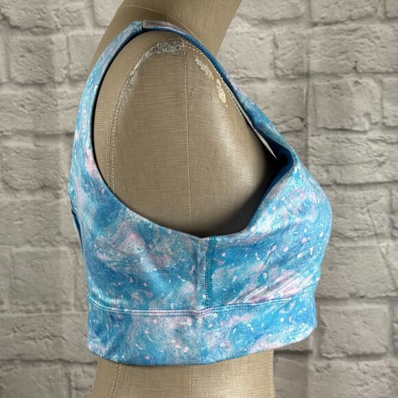 Juicy Couture Padded Sports Bra Women's Large Blue Aurora Print Thick Straps NWT - Picture 3 of 10